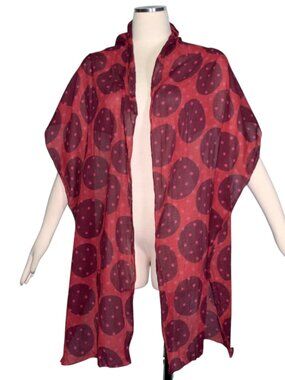 Gudrun Sjödén Organic Cotton Scarf Red Plum Polka Dot Long Lightweight Wrap